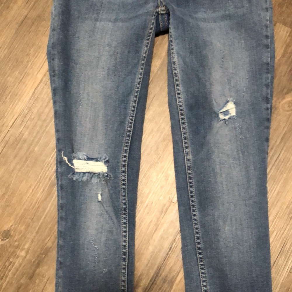 Free People Jeans Skinny Distressed Frayed Hems SZ 24 Blue Denim - Picture 3 of 7